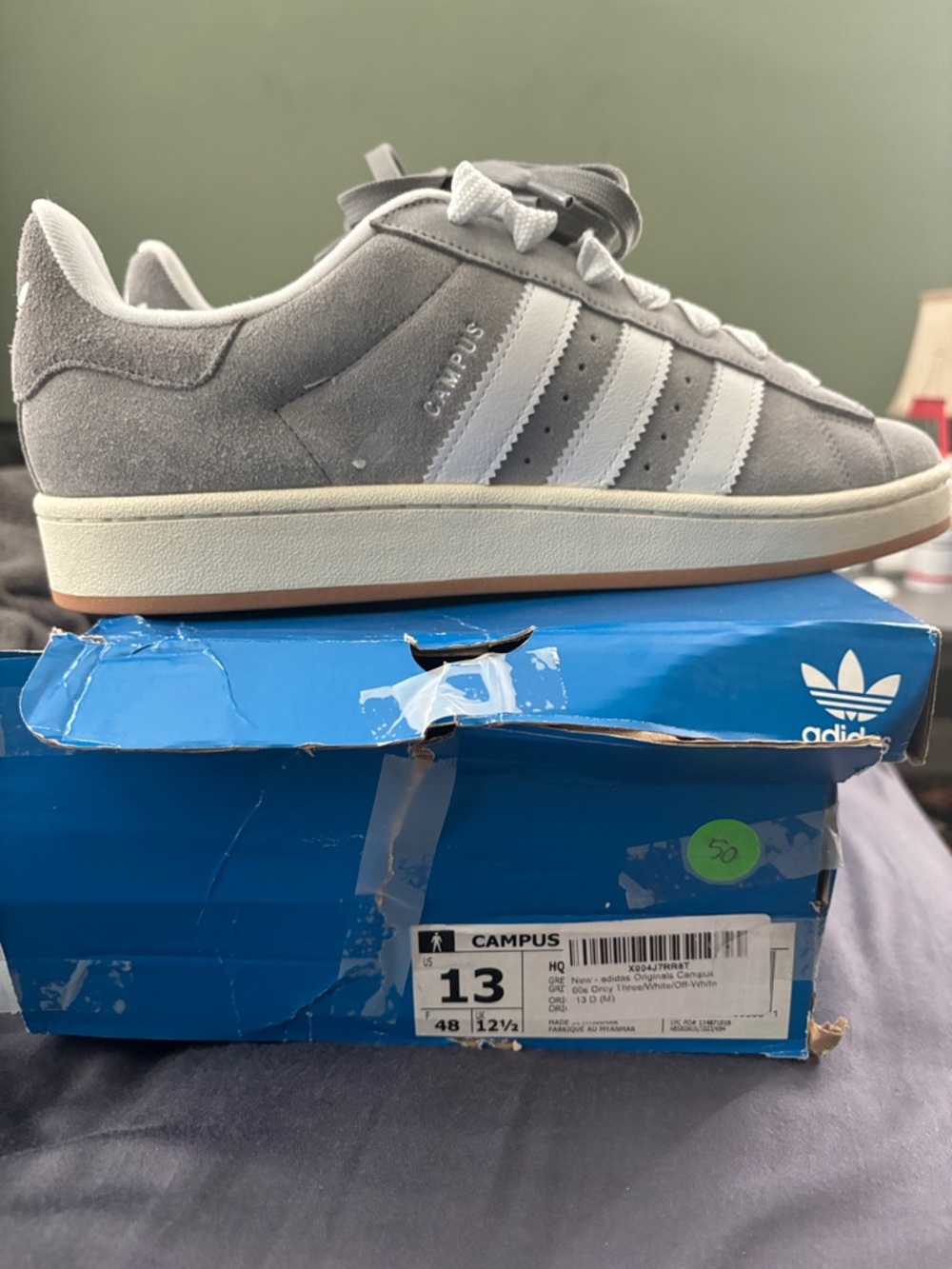 adidas Campus Men's Suede Sneakers - Gray & White   Brand new never worn.